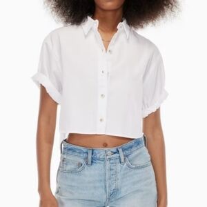 Aritzia Denim Forum The Jane Cropped Shirt in White